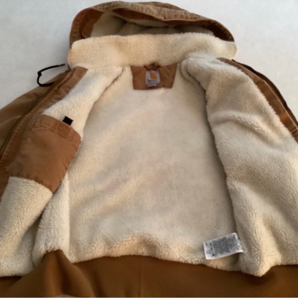 Vintage Carhartt Wildwood Sherpa-Lined Duck Jacket Sz Small - Removable hood - Picture 8 of 13